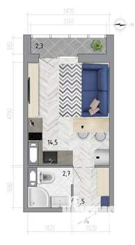 Студия квартира, вторичка, 21м2, 13/18 этаж