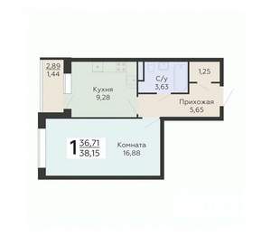 1-к квартира, вторичка, 38м2, 9/20 этаж