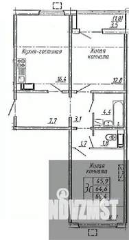 2-к квартира, вторичка, 66м2, 13/19 этаж
