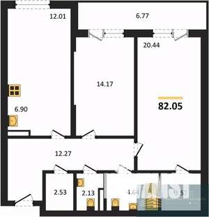 2-к квартира, вторичка, 82м2, 4/24 этаж