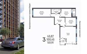 3-к квартира, строящийся дом, 102м2, 3/17 этаж