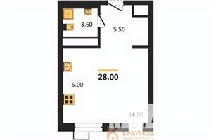 Студия квартира, вторичка, 28м2, 6/11 этаж
