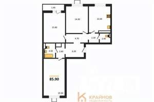 3-к квартира, вторичка, 86м2, 8/17 этаж