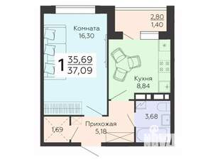 1-к квартира, вторичка, 37м2, 18/18 этаж
