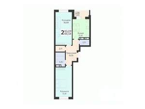 2-к квартира, вторичка, 67м2, 5/18 этаж