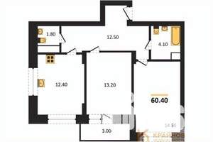2-к квартира, вторичка, 60м2, 7/13 этаж