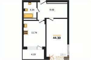 1-к квартира, вторичка, 44м2, 17/18 этаж