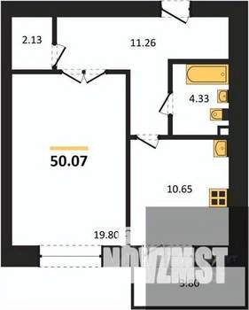 1-к квартира, вторичка, 50м2, 9/14 этаж