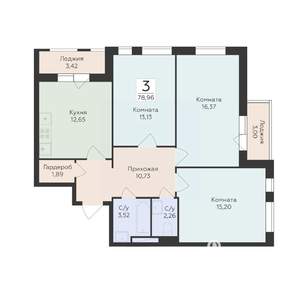 3-к квартира, вторичка, 79м2, 8/16 этаж