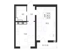 1-к квартира, вторичка, 42м2, 10/17 этаж