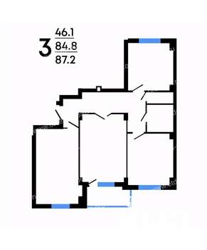 3-к квартира, вторичка, 87м2, 1/17 этаж