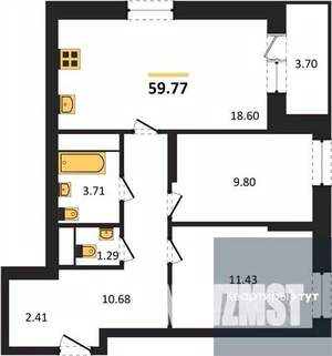 2-к квартира, вторичка, 60м2, 5/25 этаж