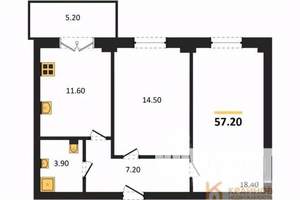 2-к квартира, вторичка, 57м2, 11/15 этаж