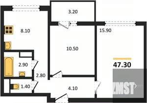 2-к квартира, вторичка, 47м2, 17/17 этаж