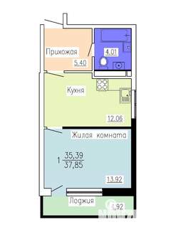 1-к квартира, вторичка, 38м2, 10/16 этаж