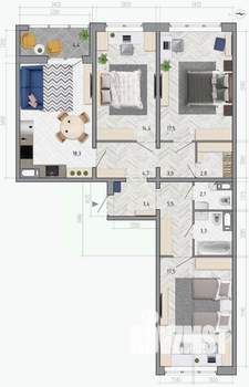 3-к квартира, вторичка, 95м2, 13/18 этаж