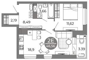 2-к квартира, вторичка, 47м2, 6/25 этаж