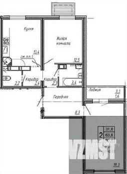 2-к квартира, вторичка, 65м2, 3/17 этаж