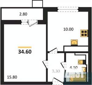 1-к квартира, вторичка, 35м2, 18/19 этаж