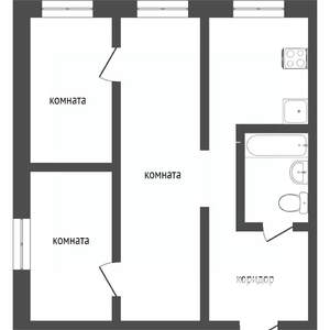 3-к квартира, вторичка, 56м2, 2/2 этаж