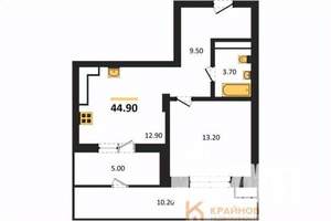 1-к квартира, строящийся дом, 45м2, 14/15 этаж