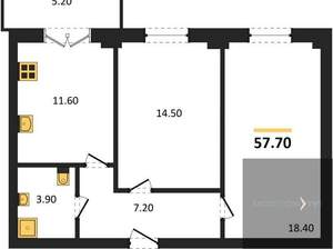 2-к квартира, вторичка, 57м2, 12/15 этаж