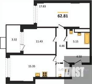 2-к квартира, вторичка, 63м2, 5/21 этаж