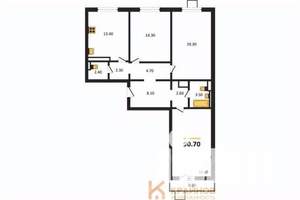 3-к квартира, вторичка, 91м2, 12/17 этаж