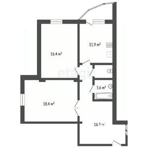 2-к квартира, вторичка, 71м2, 16/16 этаж