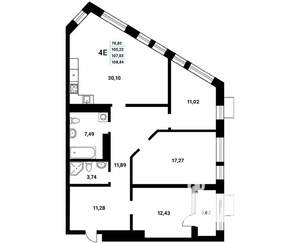 4-к квартира, строящийся дом, 107м2, 11/21 этаж