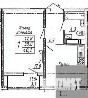 1-к квартира, вторичка, 40м2, 2/19 этаж
