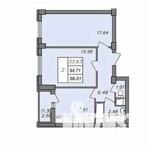 2-к квартира, вторичка, 56м2, 8/13 этаж