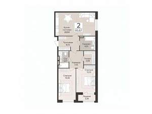 2-к квартира, строящийся дом, 96м2, 3/14 этаж