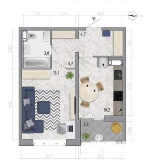 1-к квартира, вторичка, 39м2, 2/18 этаж