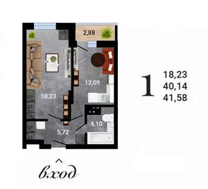 1-к квартира, вторичка, 42м2, 16/27 этаж