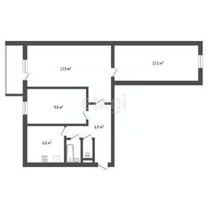 3-к квартира, вторичка, 60м2, 2/6 этаж