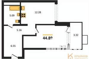 1-к квартира, вторичка, 45м2, 18/21 этаж