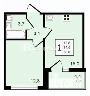1-к квартира, строящийся дом, 37м2, 17/17 этаж
