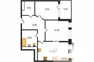2-к квартира, сданный дом, 56м2, 18/21 этаж