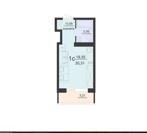 Студия квартира, вторичка, 20м2, 12/20 этаж