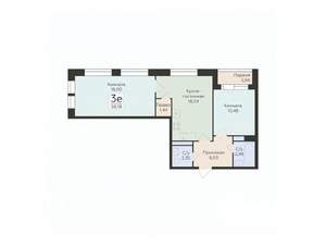 3-к квартира, строящийся дом, 59м2, 2/25 этаж