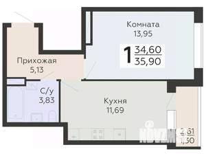 1-к квартира, вторичка, 36м2, 19/20 этаж