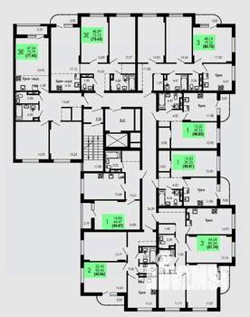 1-к квартира, строящийся дом, 46м2, 4/9 этаж
