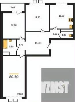 3-к квартира, вторичка, 81м2, 14/19 этаж