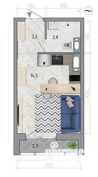 Студия квартира, вторичка, 21м2, 14/18 этаж