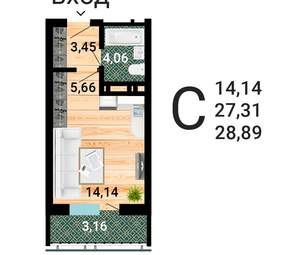 Студия квартира, строящийся дом, 30м2, 9/31 этаж