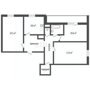 3-к квартира, вторичка, 77м2, 2/9 этаж