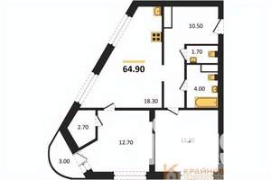 2-к квартира, вторичка, 65м2, 4/13 этаж