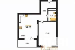 1-к квартира, сданный дом, 53м2, 8/15 этаж