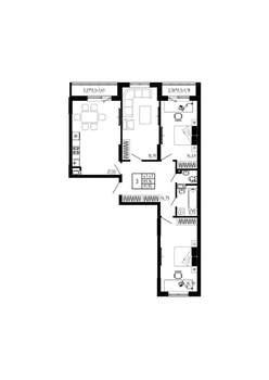 3-к квартира, строящийся дом, 92м2, 6/17 этаж